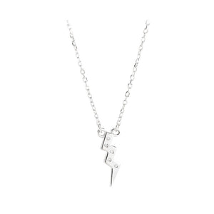 Rhinestone Thunder Lightning Pendant S925 Sterling Silver Necklace