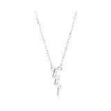 Rhinestone Thunder Lightning Pendant S925 Sterling Silver Necklace