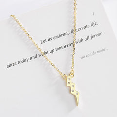 Rhinestone Thunder Lightning Pendant S925 Sterling Silver Necklace