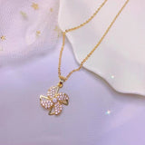 Rotatable Crystal Windmill Pendant Necklace Exquisite Jewelry