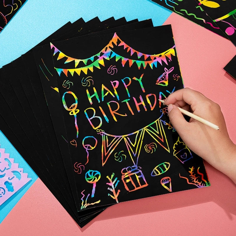 2 x Scratch Art Notebooks Paper Rainbow Books Best Gifts