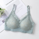 Adjustable Seamless Lace Bra Lightly Plunge Deep V Underwear Bralette