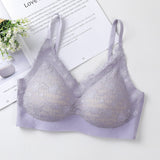 Adjustable Seamless Lace Bra Lightly Plunge Deep V Underwear Bralette