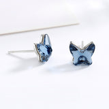 Shine Blue Crystal Butterfly 925 Sterling Silver Stud Earrings