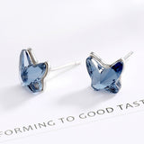 Shine Blue Crystal Butterfly 925 Sterling Silver Stud Earrings