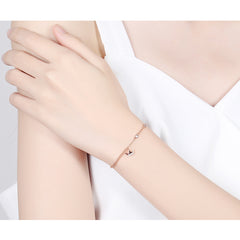 Shine Rhinestone Crown 925 Sterling Silver Chain Bracelet