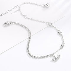 Shine Rhinestone Crown 925 Sterling Silver Chain Bracelet