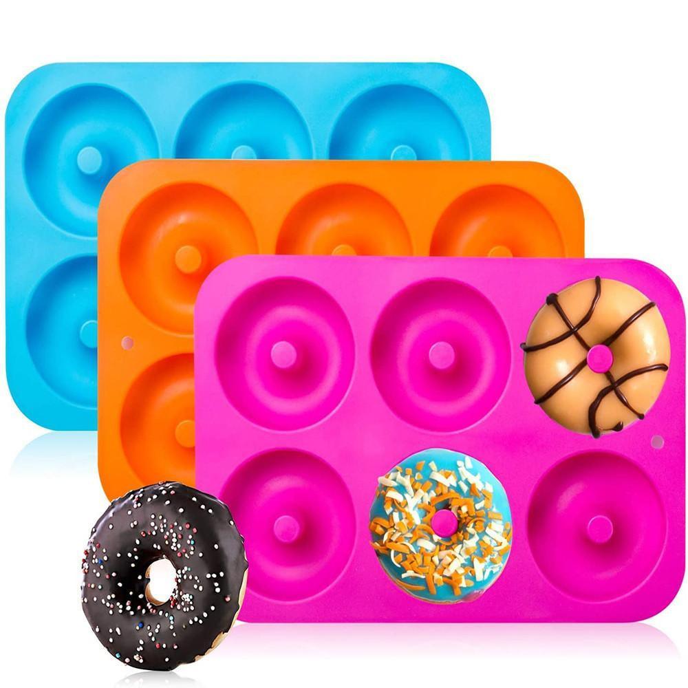 2Pcs Silicone Doughnut Cake Donut Muffin Mold Ice Mould Baking Pan Tray
