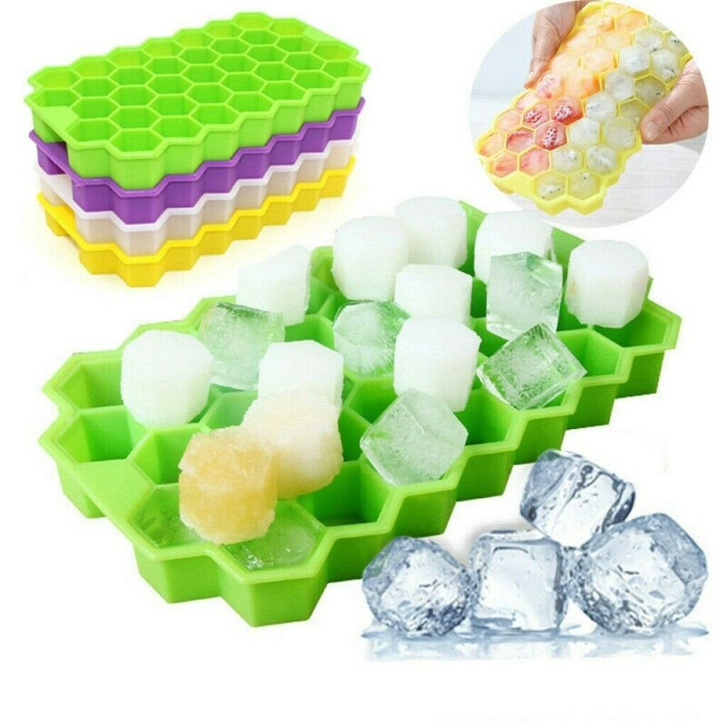 Silicone 37 Ice Cube Tray Mould Plastic with Lid Home Freezer Maker Kitchen Tool