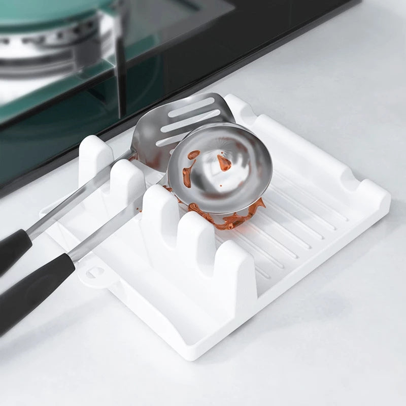 Silicone Utensil Rest with Drip Pad for Multiple Utensils