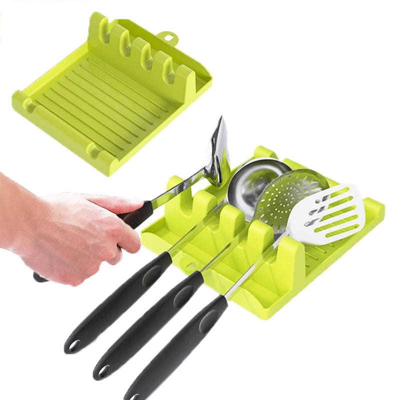 Silicone Utensil Rest with Drip Pad for Multiple Utensils