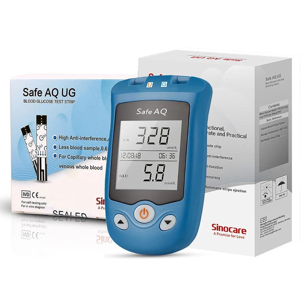 Sinocare Safe AQ UG Blood Glucose & Uric Acid 2 In 1 Monitor Meter