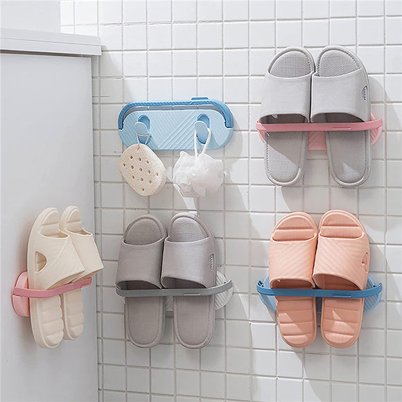 Wall Mounted Slipper Rack Towel Shelf Shoes Holder Storage Organizer