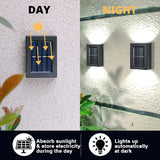2 Pack Small Solar Up and Down Wall Lights Waterproof Garden Deck Lamp