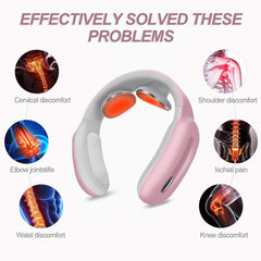 Smart Cordless Electric Pulse Heated Neck Massager Pain Relief Relaxation