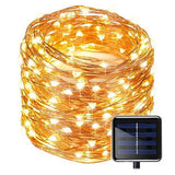 100 LED Solar String Lights Copper Wire Warm White Light Christmas Decor
