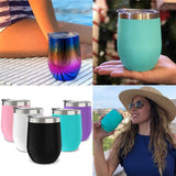 2pcs 12oz Stainless Steel Stemless Wine Tumbler Swig Cup Vacuum Thermos