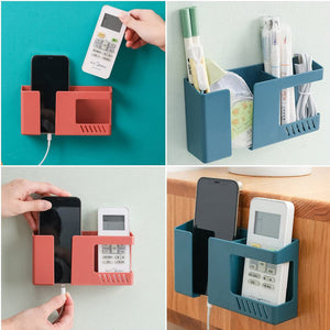 Self-Adhesive Beside Organizer Box Wall-Mounted Holder Office Stand Storage Bracket