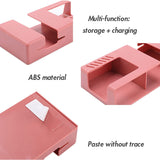 Self-Adhesive Beside Organizer Box Wall-Mounted Holder Office Stand Storage Bracket