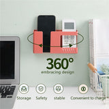 Self-Adhesive Beside Organizer Box Wall-Mounted Holder Office Stand Storage Bracket