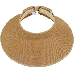 Women's UPF 50+ Wide Brim Roll-up Straw Sun Hat Sun Visor