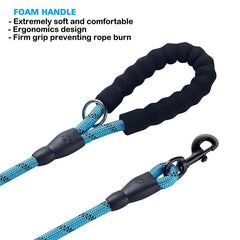 Strong Heavy Duty Dog Leash with Comfortable Padded Handle Reflective Threads