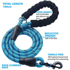 Strong Heavy Duty Dog Leash with Comfortable Padded Handle Reflective Threads