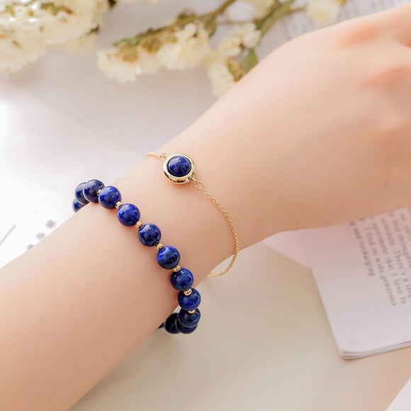 2pcs Set Stylish Blue Light Agate Stone Good Lucky Bracelet