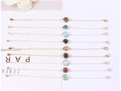 2pcs Set Stylish Cream Color Crystal Opal Agate Stone Good Lucky Bracelet