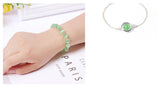 2pcs Set Stylish Light Green Jade Opal Agate Stone Good Lucky Bracelet