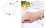 2pcs Set Stylish Cream Color Crystal Opal Agate Stone Good Lucky Bracelet