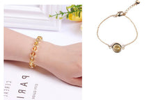 2pcs Set Stylish Yellow Crystal Agate Stone Good Lucky Bracelet