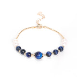 Stylish Blue Tiger Eye Stone Pearl Good Lucky Bracelet