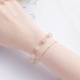 Stylish Double Layered Pink Crystal Stone Gold Plated Chain Bracelet