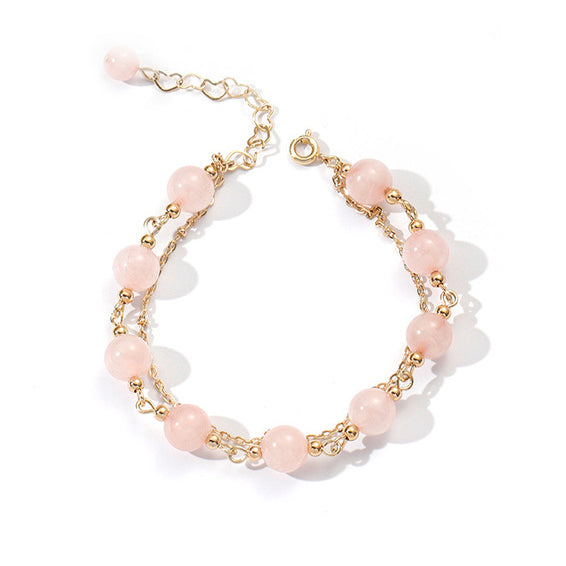 Stylish Double Layered Pink Crystal Stone Gold Plated Chain Bracelet
