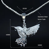 Stylish Hallow Out Hummingbird Stainless Steel Pendant Necklaces