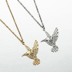 Stylish Hallow Out Hummingbird Stainless Steel Pendant Necklaces