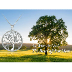 Stylish Retro Tree of Life Owl Bird Statement Pendant Necklace