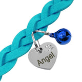 Suede Leather Personalized Dog Cat Braided Collar Free Engraving ID Tags