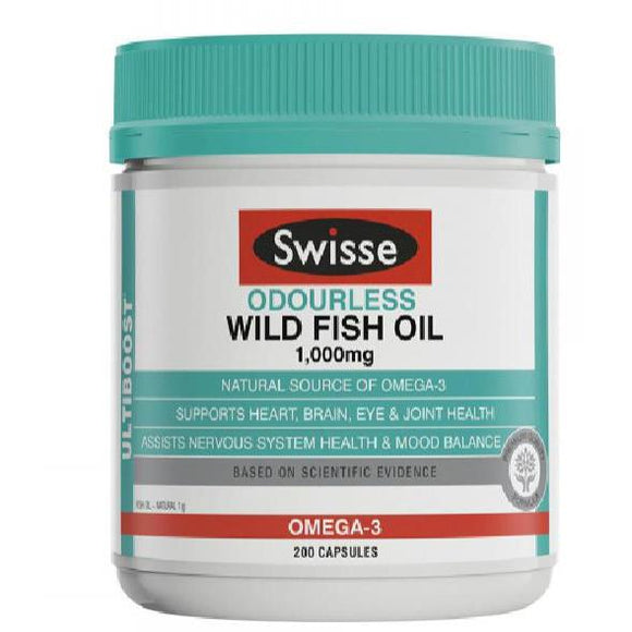 Swisse Odourless Wild Fish Oil 1000mg 200 Capsules