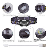 USB Rechargeable Headlights LED Headlamp Flashlight Torch