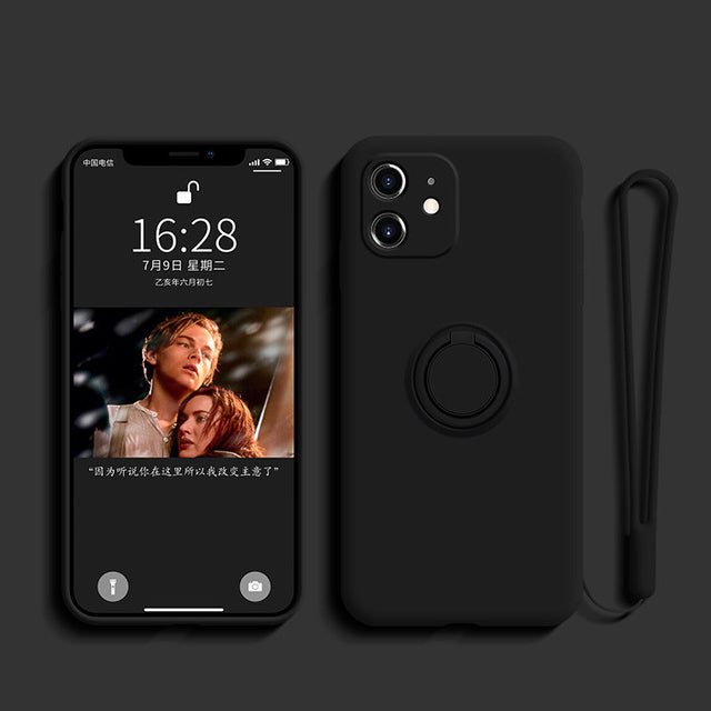 3 in 1 Soft Liquid Silicone Case Magnetic Ring Holder for iPhone Series