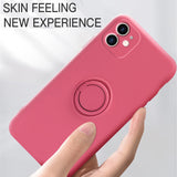 3 in 1 Soft Liquid Silicone Case Magnetic Ring Holder for iPhone Series