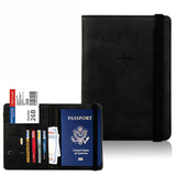 Unisex Leather RFID Blocking Passport Travel Wallet Holder ID Card Cover Case