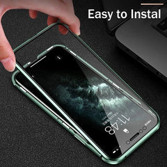 360° Protective Magnetic Case Tempered Glass Lens Film Metal Frame for iPhone