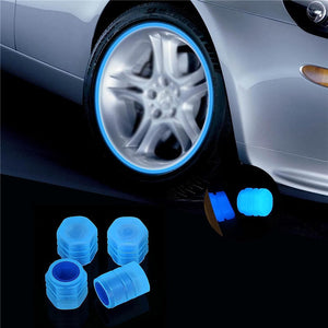 4pcs Universal Glow Car Tire Valve Caps Wheel Rim Dust Cover