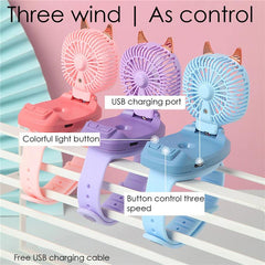 Electric Handheld Mini Watch Ventilator LED Light USB Fan