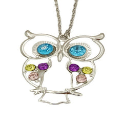 Vintage Hollow Out Owl Pendant Long Necklace for Women Girls