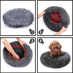 Washable Round Plush Pet Cat Fluffy Warm Bed Cushion