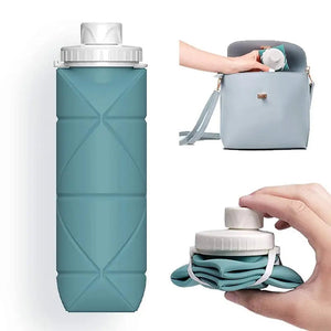 Collapsible Reusable Silicone Foldable Travel Water Bottle 600ml/20oz